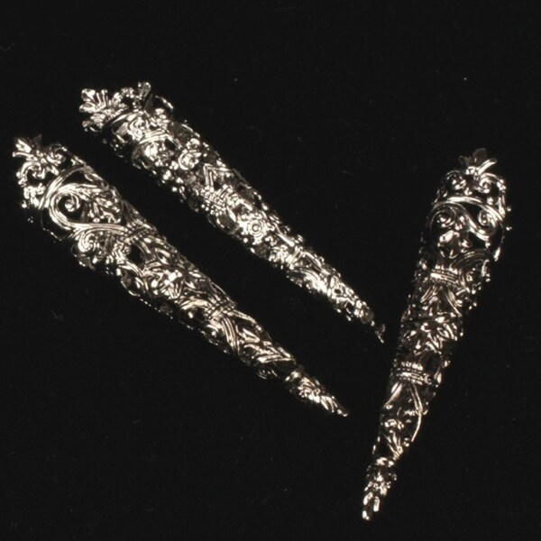 Club Pack of 48 Large Silver Fancy Craft Cording Caps 2.75" - N/A