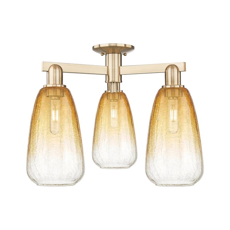 Innovations Lighting 716-3F-15-24 Brookhaven Almond Semi-Flush - Champagne Bronze / Amber