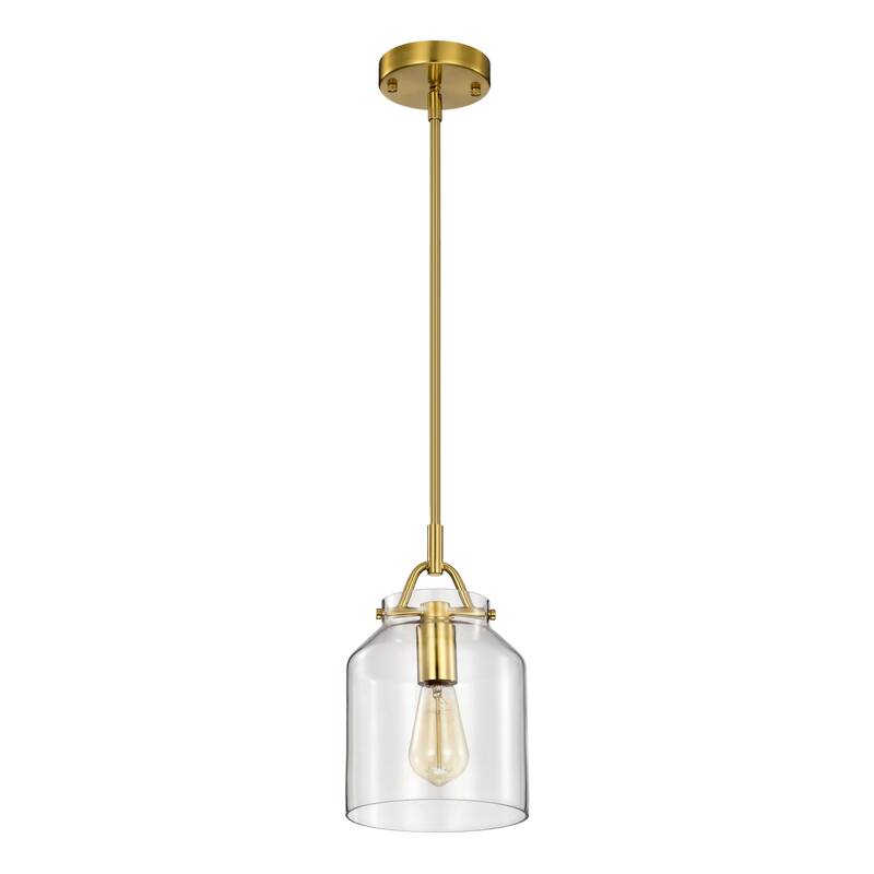 Magno Brass Pendant Light with Clear Glass Lantern Shade - Brass-Clear