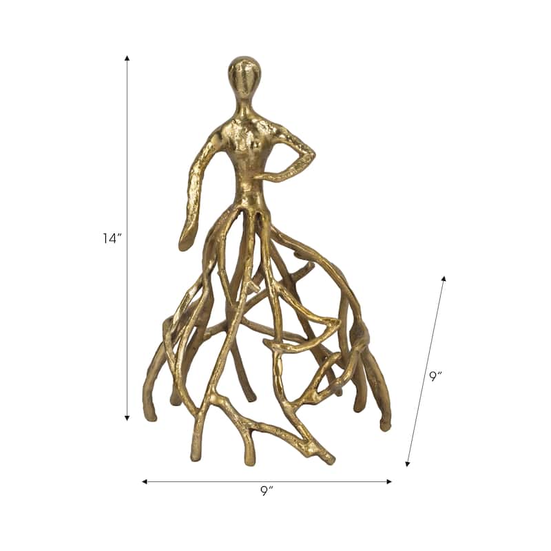Sagebrook Home 14" Metal Hold Dancing Lady - 9" x 9" x 14"