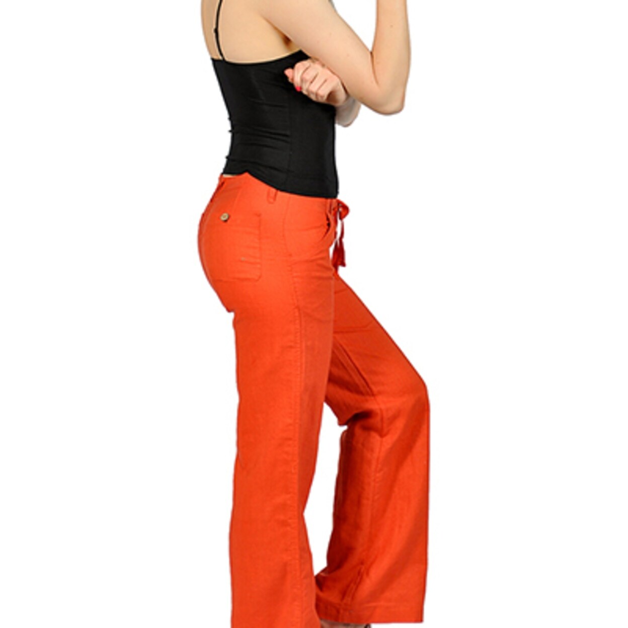 orange linen pants