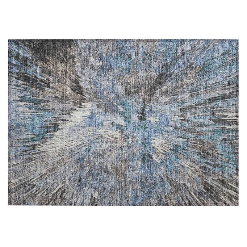 Machine Washable Indoor/ Outdoor Abstract Burst Chantille Rug