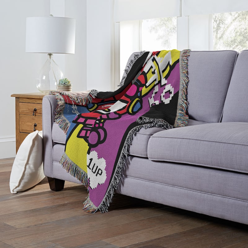 Hello Kitty Cute Gamer Woven Tapestry Throw Blanket