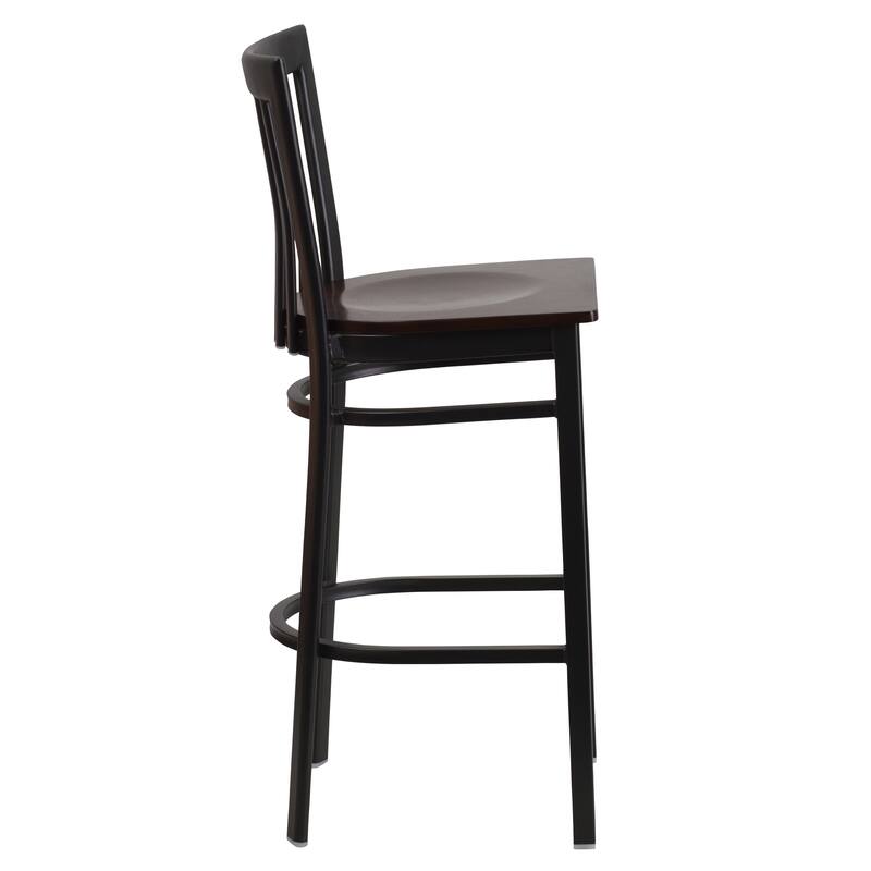 School House Back Metal Restaurant Barstool (Set of 2) - 17.25"W x 19.5"D x 41.75"H - 17.25"W x 19.5"D x 41.75"H