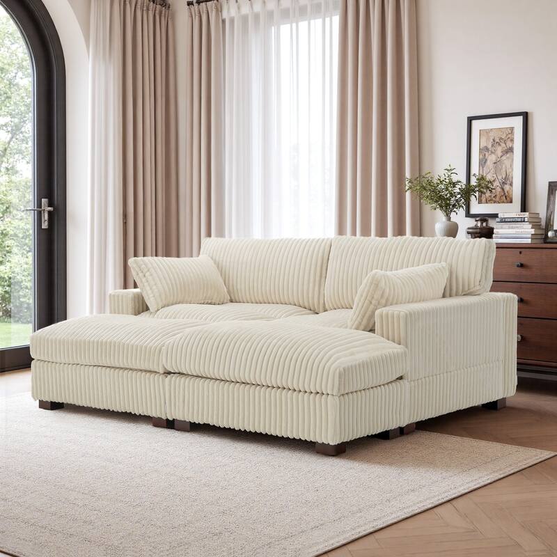 Modren Plush Oversized Modular Sectional Sofa Set with Chaise&Ottoman.