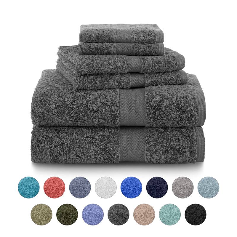 Martex Ringspun Cotton Towel Set Quick Dry Soft Absorbent Lightweight - Dark Grey