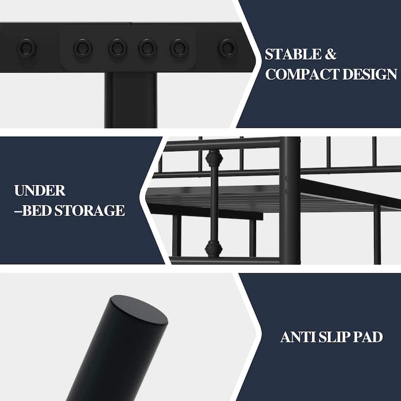 Metal Bed Frame with Headboard and Footboard