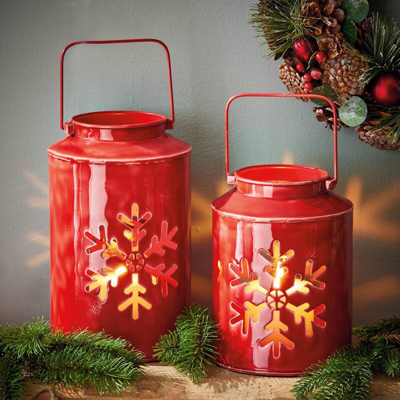 Snowflake Enamel Lantern Large