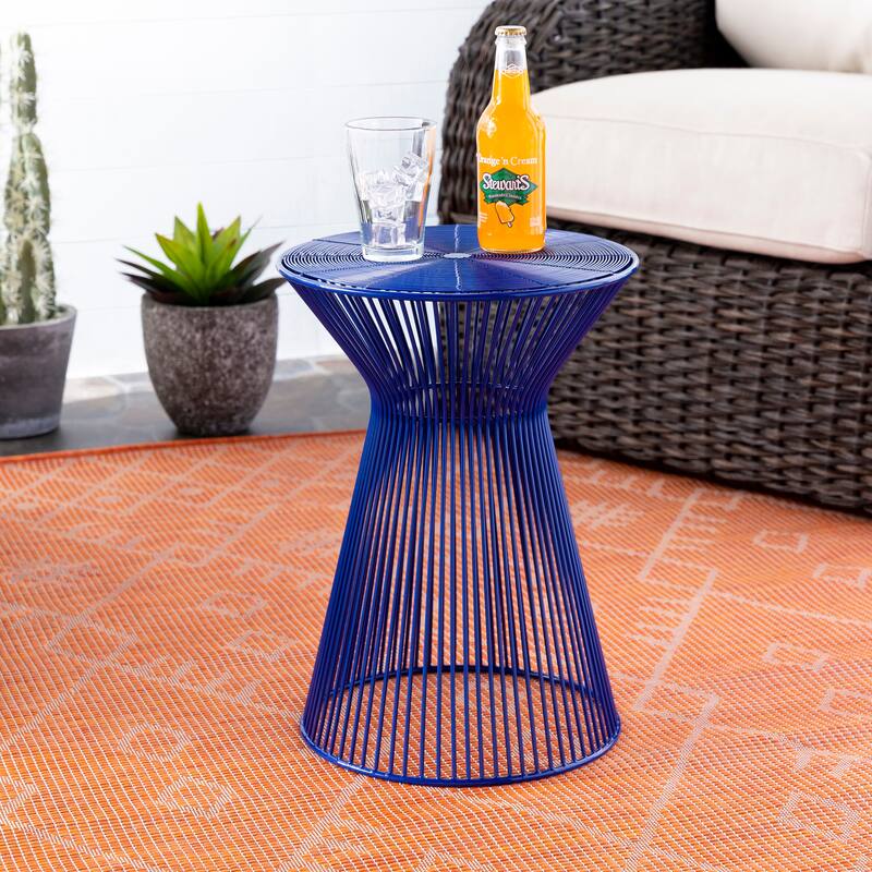 Livabliss Petruccio Navy Modern Metal Accent Table