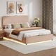 preview thumbnail 2 of 35, Upholstered Queen Hydraulic Storage Bed with RGB LED Light - Elegant Green Velvet Design