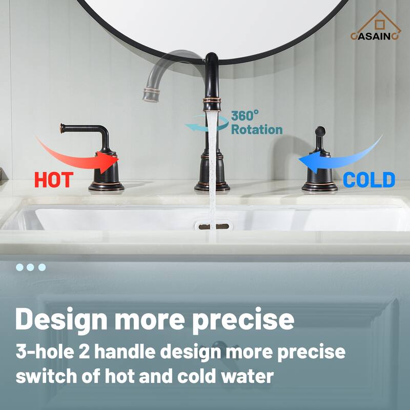 8 in. Widespread Double Handle Bathroom Faucet with Drain Kit Included