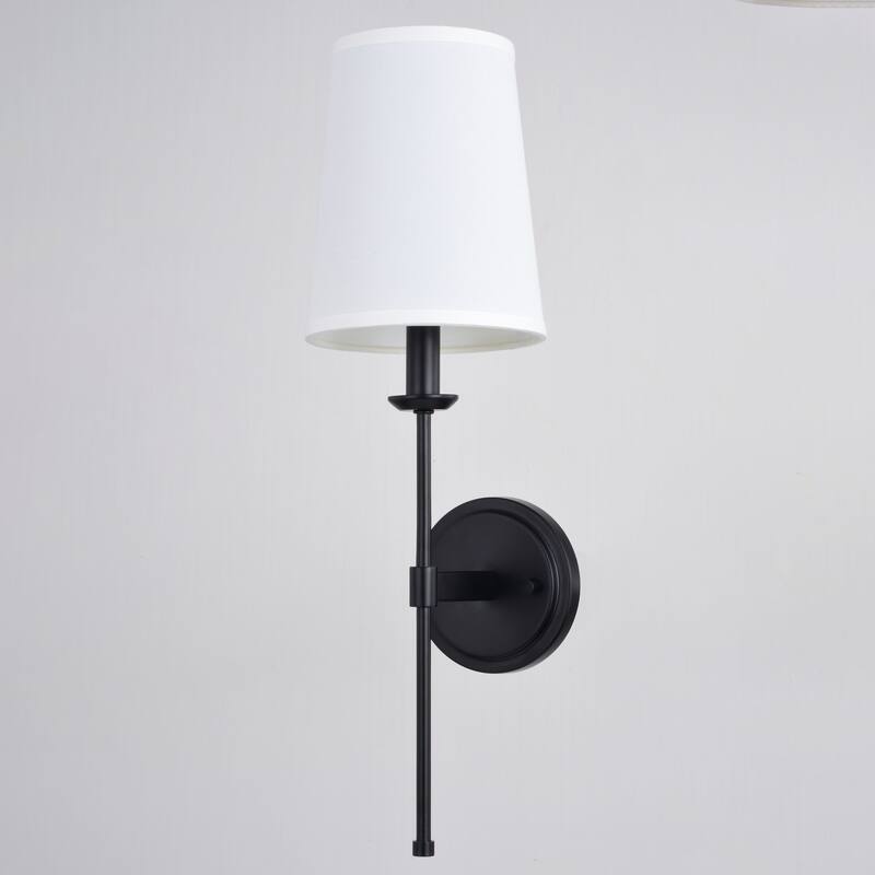 Camden 1 Light Wall Sconce Fixture White Linen Fabric Shade, LED Compatible