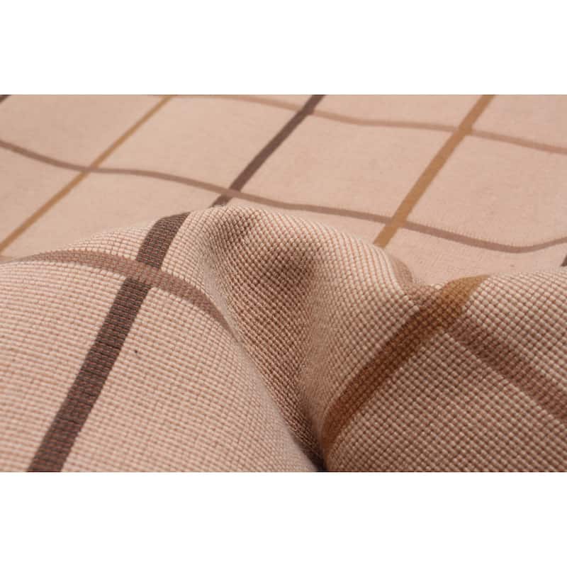 ECARPETGALLERY Machine Woven Lotus Mod Beige Cotton Rug - 4'4 x 6'7
