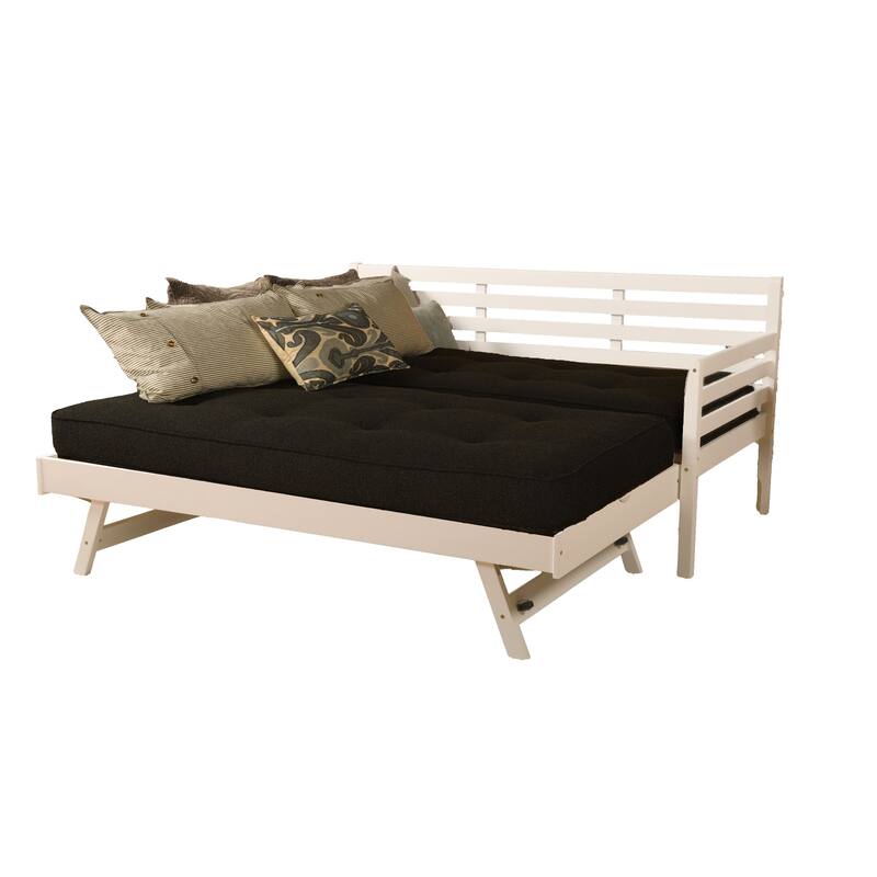 Somette Boho Daybed and Pop Up Bed in White with Mattresses