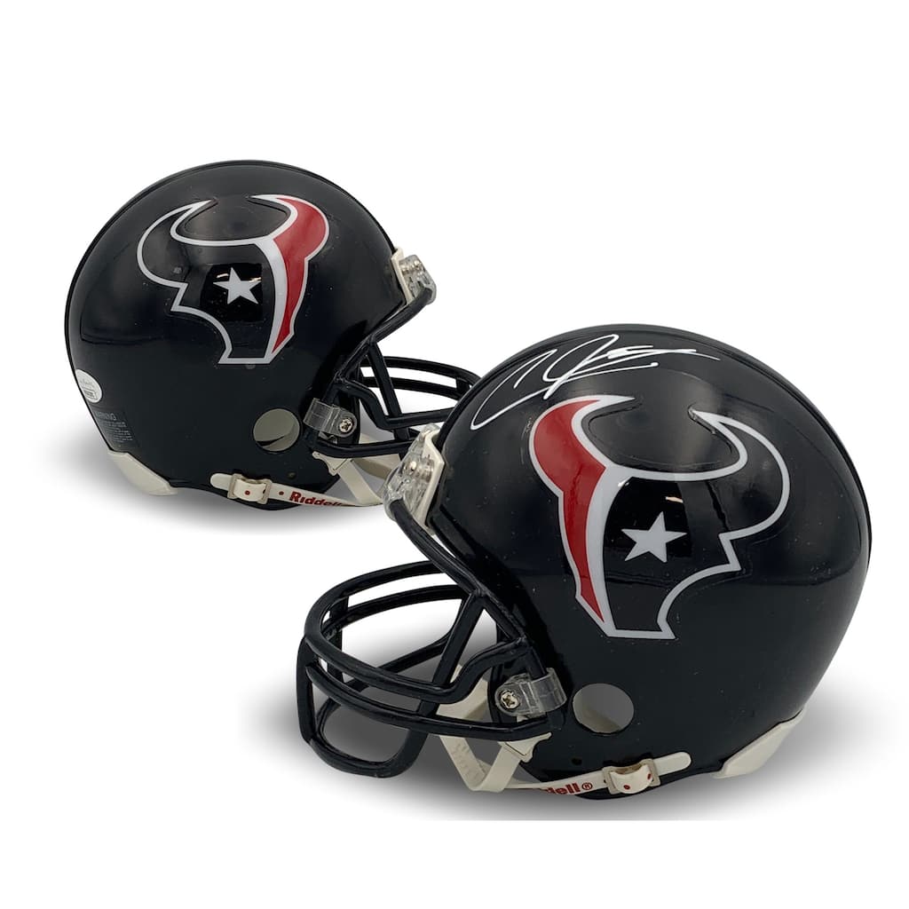 Andre Johnson Autographed Houston Texans Signed Football Mini Helmet JSA COA - 8'6" x 11'6"