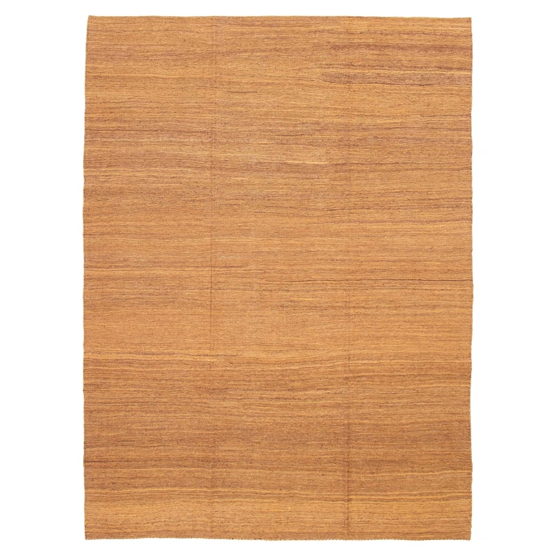 ECARPETGALLERY Flat-Weave Ankara FW Brown Wool Kilim - 8'0 x 10'8 - Light Brown - 8'0 x 10'8
