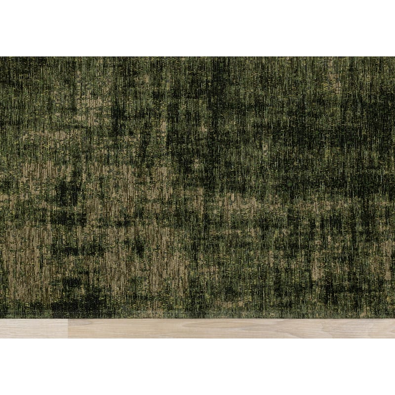 Kylie Collection - Green Distressed Hatching Rug