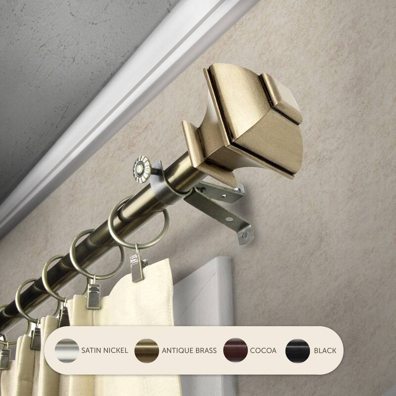 InStyleDesign Eugene Adjustable Curtain Rod 13/16 inch dia. - 48 to 84 inches - Antique Brass
