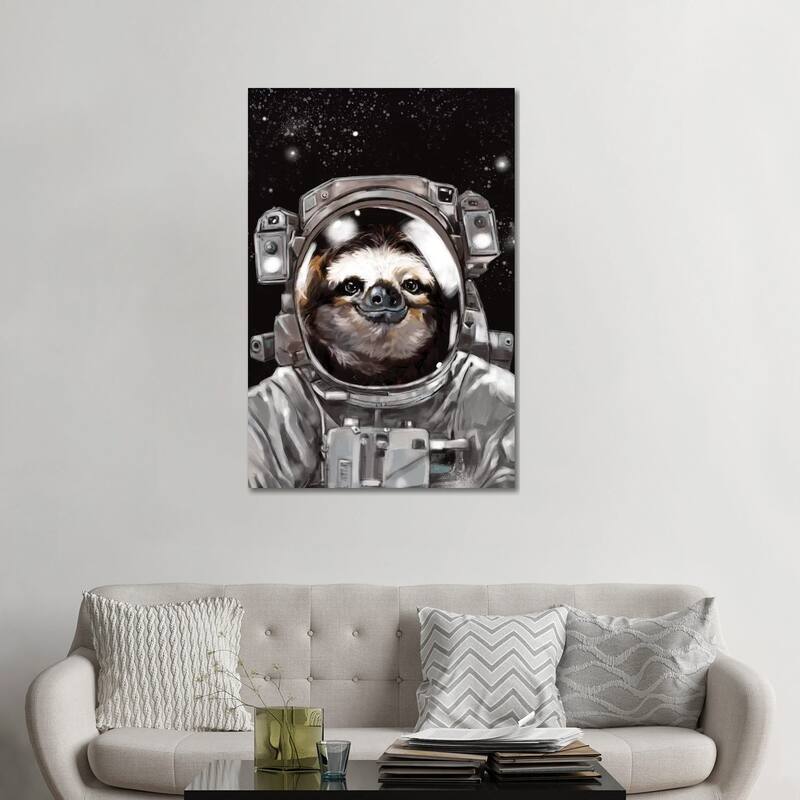 iCanvas "Astronaut Sloth Selfie" by Big Nose Work Canvas Print - 48x32x1.5