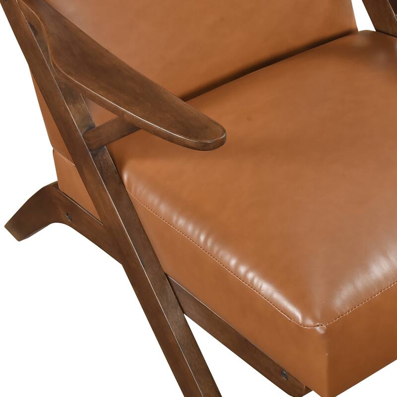 Rhys 26.5" Faux Leather Accent Chair - Solid Rubberwood Frame