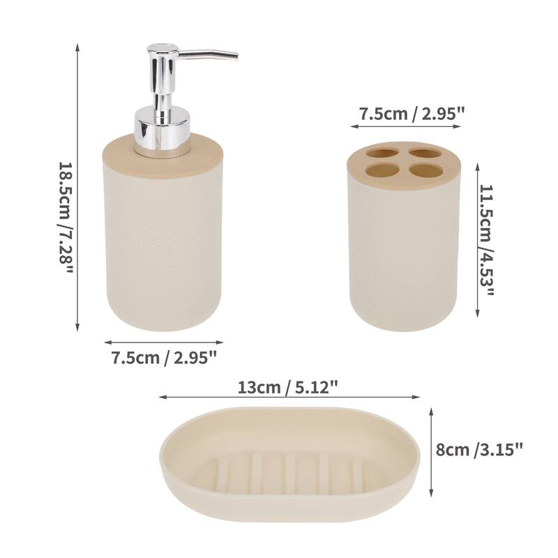 1 Set Durable Round Bathroom Accessories Kit for Bathroom - Light Brown