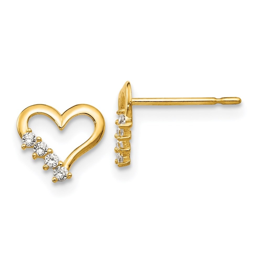 14k Yellow Gold Madi K Synthetic Cz Heart Post Earrings 14k Yellow Gold Madi K Synthetic Cz Heart Post Earrings