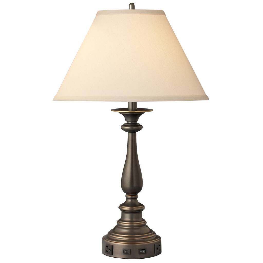 29 in. Madison Bronze Twin-light Double Nightstand Lamp