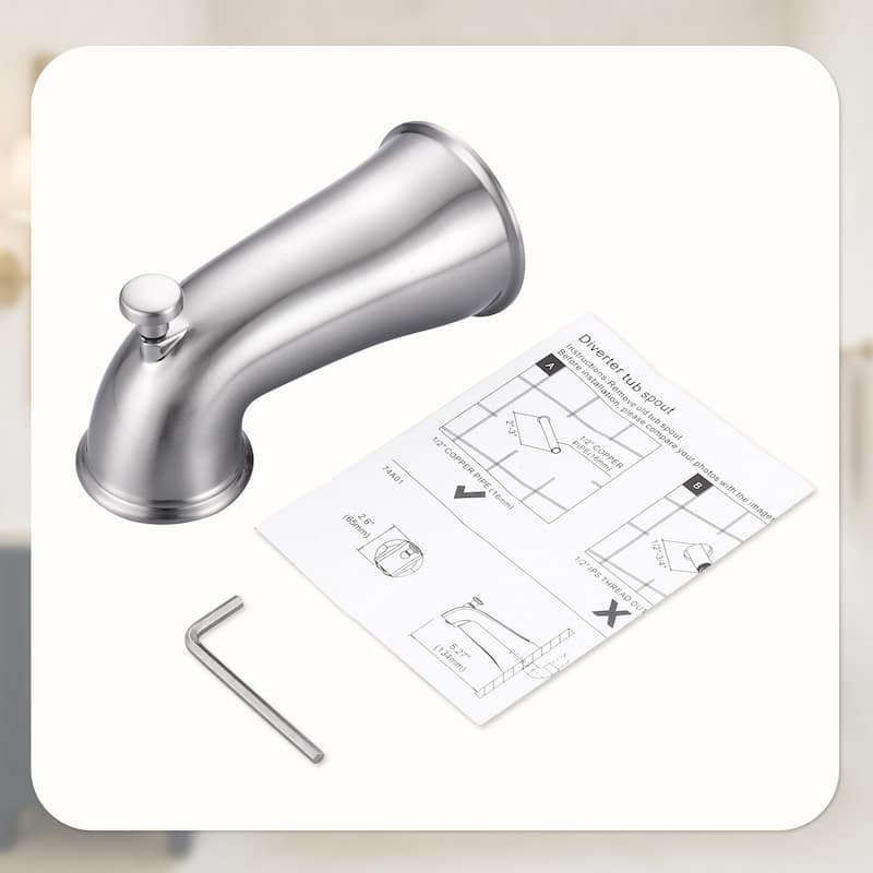 WOWOW Modern Style Bathtub Spout with Integrated Diverter