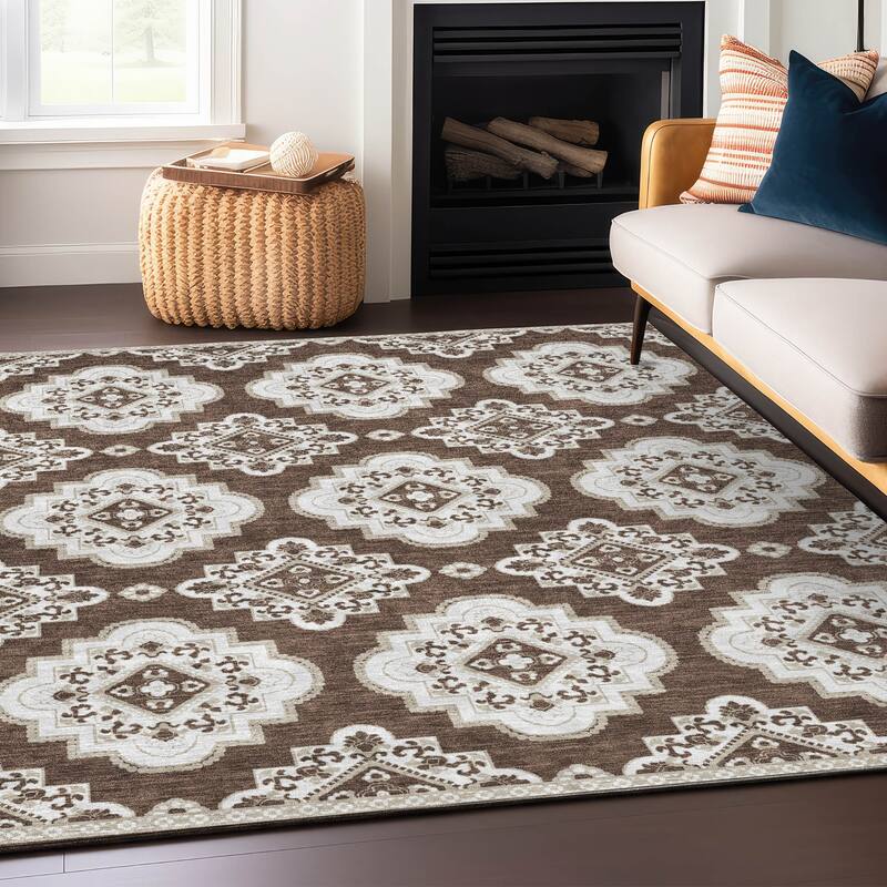 Machine Washable Indoor/ Outdoor Chantille Moroccan Boho Rug