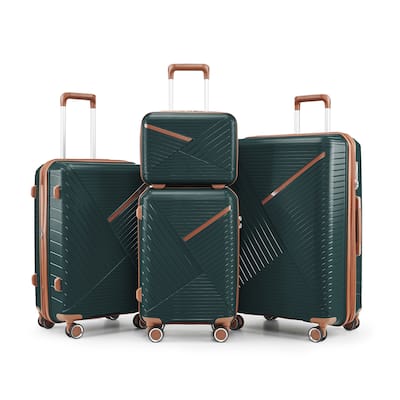 Luggage Sets 4 Piece(14/20/24/28), Expandable Lightweight Suitcase with 4 Double 360 Degrees Mute Spinner Wheels PP Materials