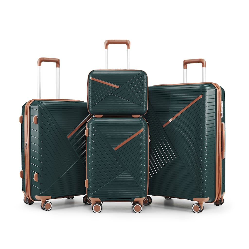 Stylish Lightweight Luggage 4-Piece Set with Expandable Space and Spinner Wheels for Planes and Travel
