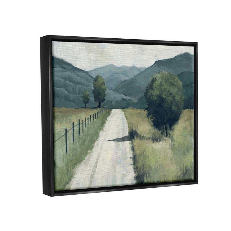 Stupell Farmland Fields Green Blue Landscape Painting Floater Frame