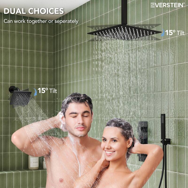 12" and 6" Dual Shower Heads With Themostatic Rough in-Valve