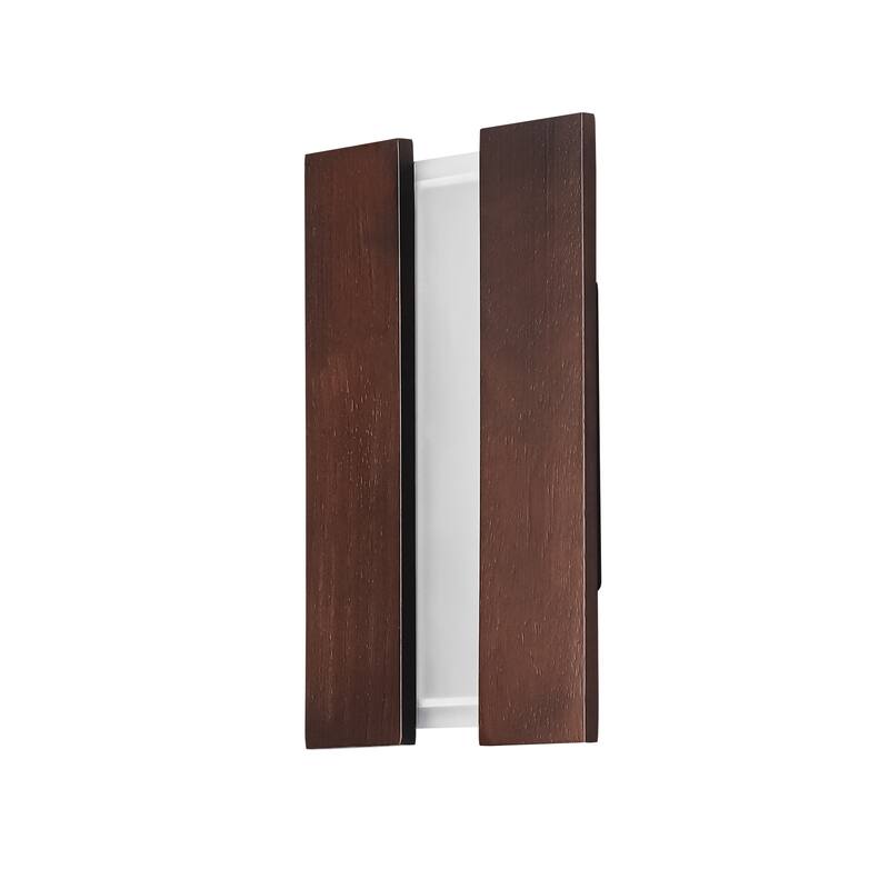 11.8" W Modern Walnut-colored Wooden Rectangle Flush Mount Wall Light for Hallways, Living Rooms