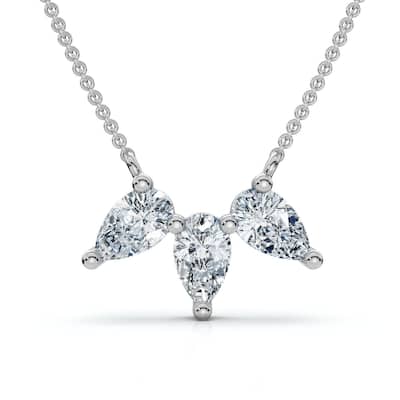 1/2Ct Trio Pear Shape Diamond 18" Necklace Gold Pendant
