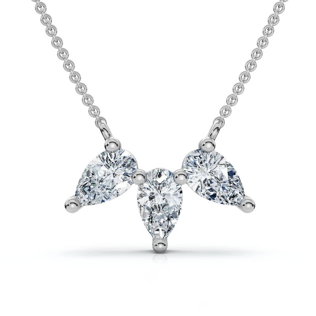 Bliss Diamond 1/2Ct Trio Pear Shape Diamond 18" Necklace Gold Pendant