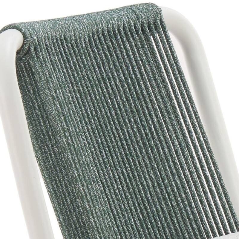 HomeRoots Set of Two White and Green Woven Back And Aluminum Counter Height Bar Chairs