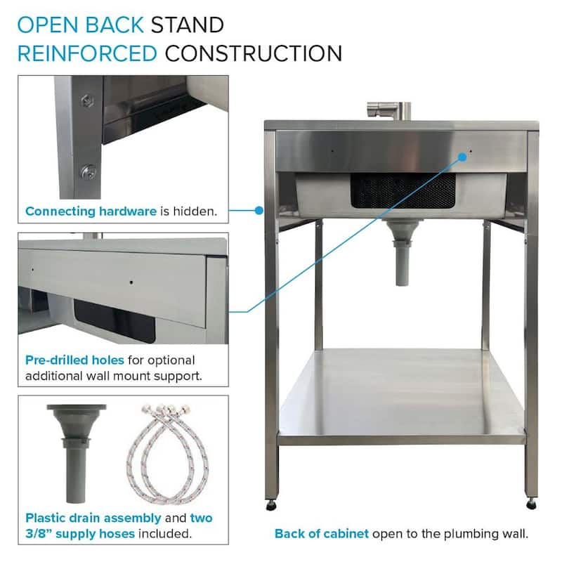Transolid 24-in W x 22-in D x 35-in H Laundry Sink/Wash Stand All-in-One Kit - 24-in x 22-in