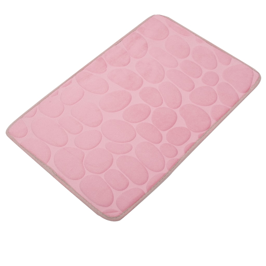 Non-Slip Bathroom Rugs, Polyester Bath Mat, Machine Washable Pink Cobblestone Pattern 23.62"x15.75"