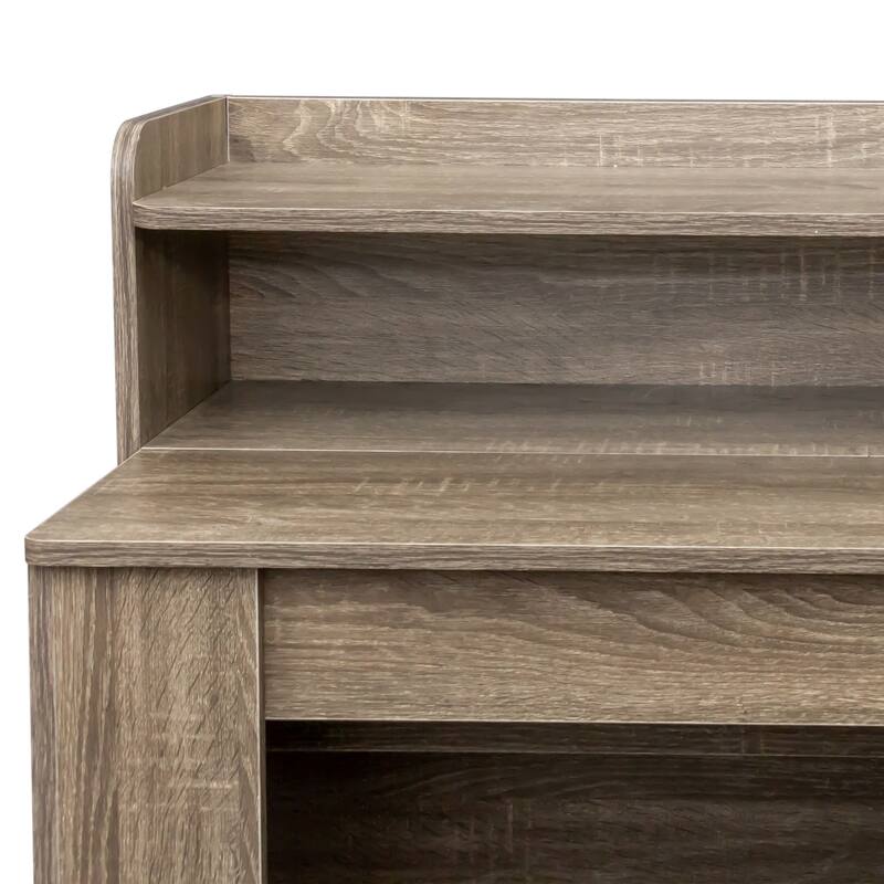 Barnwood Particle Board MDF Extendable Dining Table with Storage - 36.61 L x 98.43 W x 39.37 H in