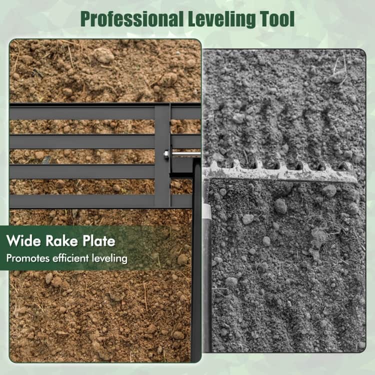 Heavy Duty Lawn Leveling Rake 46" x 10" Plate, 67" Anti-Slip Handle - 46" x 10"