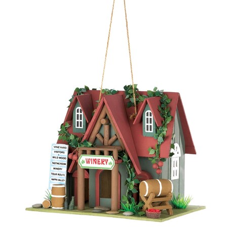 Wine Tasting Green Birdhouse