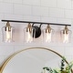 preview thumbnail 11 of 28, Modern Black Gold 2/3/4-Light Linear Bathroom Vanity Lights with Seeded Glass 4-Light