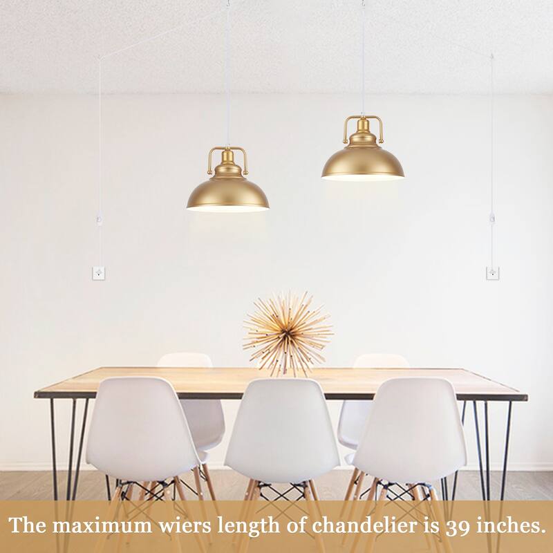 1 - Light Modern Industrial Plug-In Pendant Light with Metal Dome Lampshade