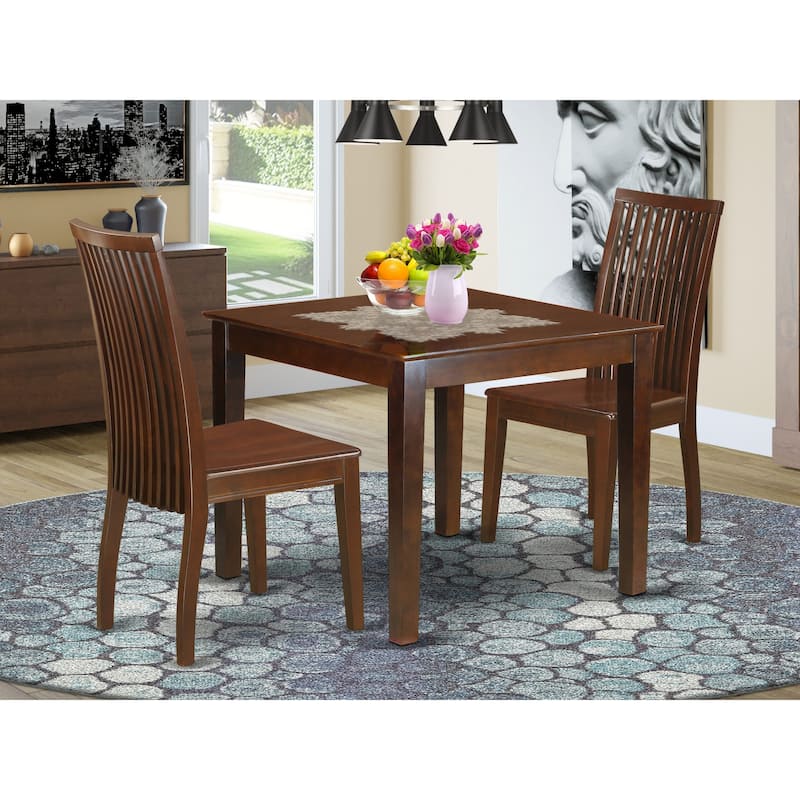 East West Furniture Dinette Set Includes a Square Dining Room Table and Kitchen Dining Chairs (Pieces Options) - OXIP3-MAH-W