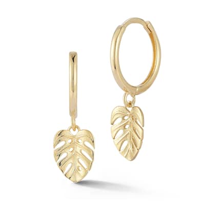 Soleil 14K Gold Banana Leaf Charm Earrings
