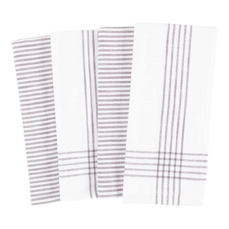 Monoco Relaxed Casual Kitchen Towels, Set of 4 - Grey