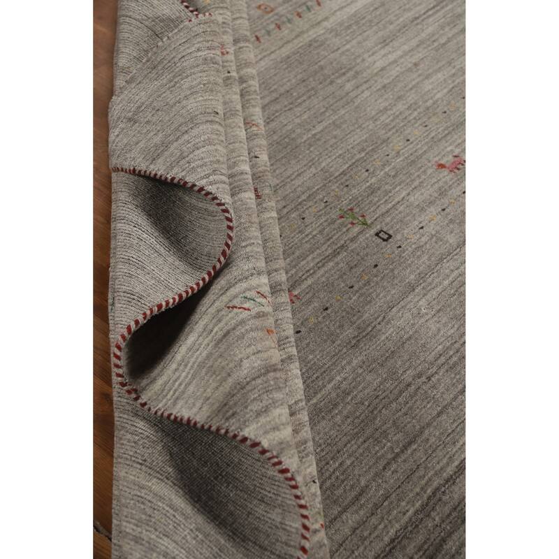 Hand Knotted Oriental 100% Wool Carpet Tribal Animal Pictorial Greys & Charcoal Gabbeh Area Rug - 9' 11'' X 7' 9''