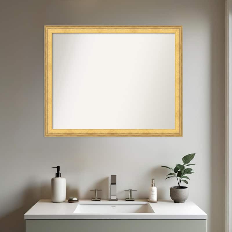 Owen Gold Non-Beveled Wood Framed Bathroom Vanity Wall Mirror - Owen Gold
