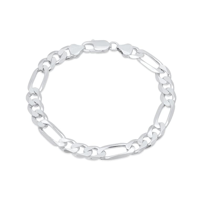 Sterling Silver 7-inch Diamond-cut Figaro Chain Bracelet (7.5mm)